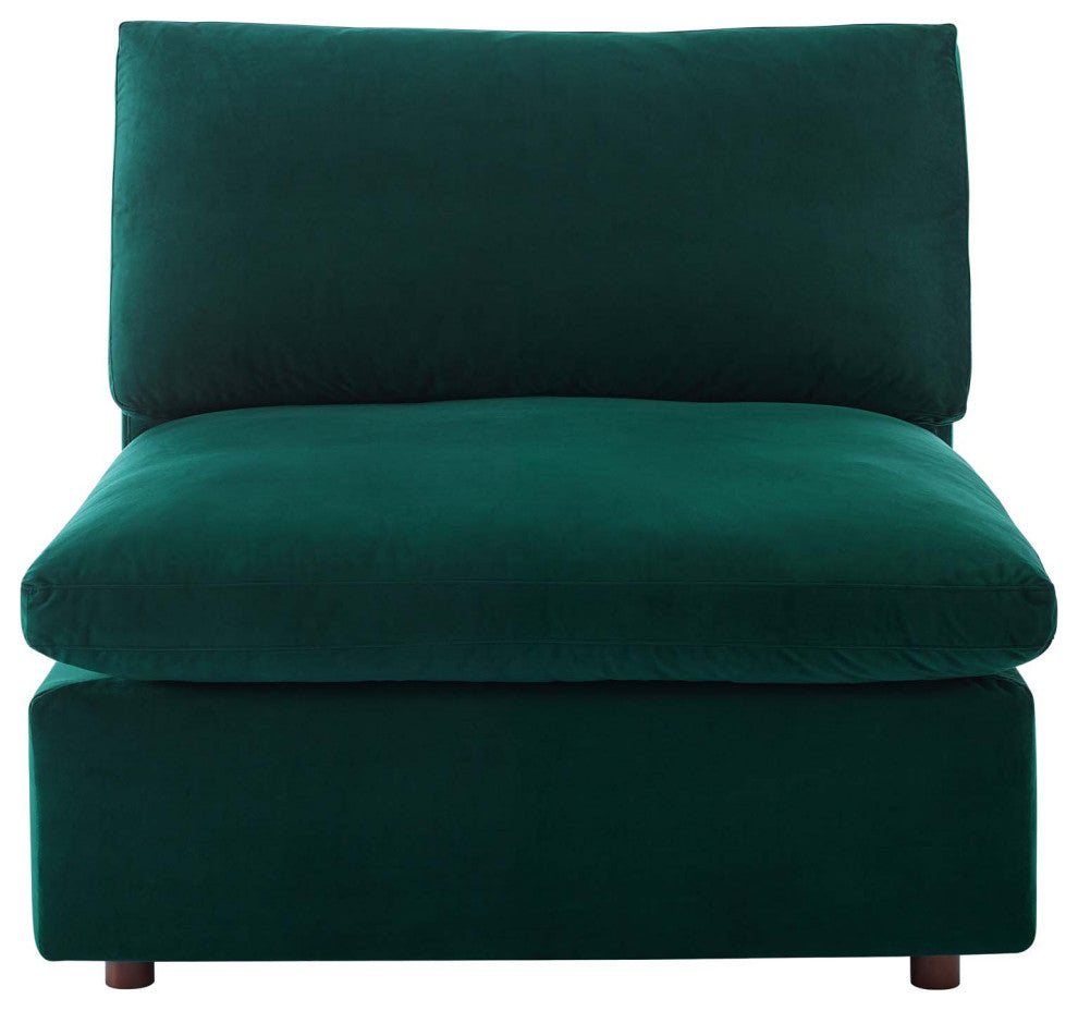 Sofa Middle Chair, Velvet, Green, Modern, Living Lounge Hotel Lobby Hospitality