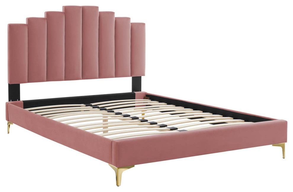 Elise Queen Performance Velvet Platform Bed MOD-6693-DUS
