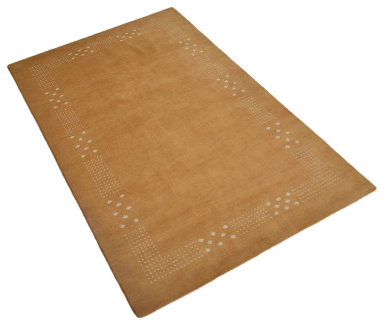 HAND KNOTTED LOOM WOOL ECO-FRIENDLY AREA RUGS - Rectangle, Gold, Contemporary
