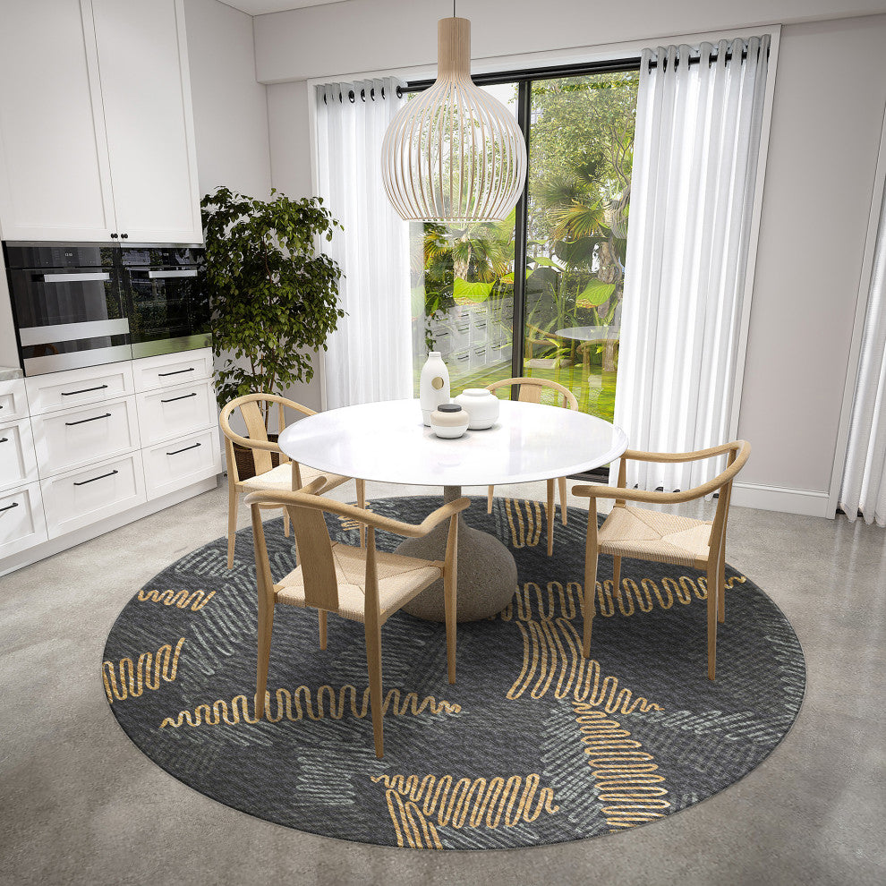 Indoor/Outdoor Sedona SN11 Shadow Machine Washable 6' x 6' Round Rug