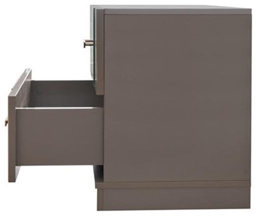 Lorenzo Gold Detailed Nightstand made with Wood in River Sand Gray