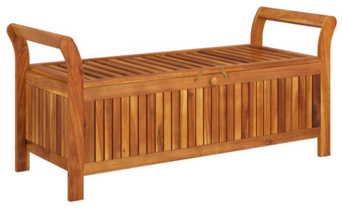 vidaXL Outdoor Storage Bench Patio Deck Box with Cushion Solid Wood Acacia