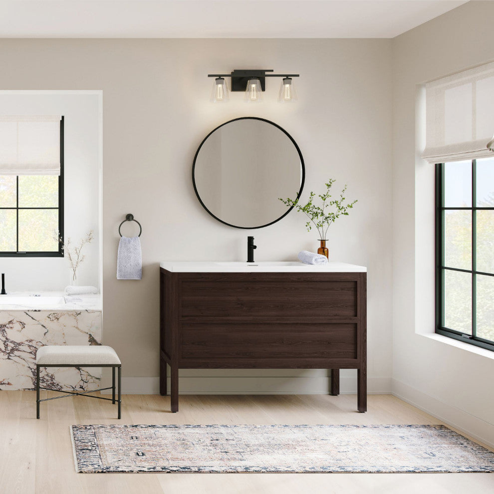 The Shiloh Bathroom Vanity, Dark Walnut, 48", Single Sink, Freestanding
