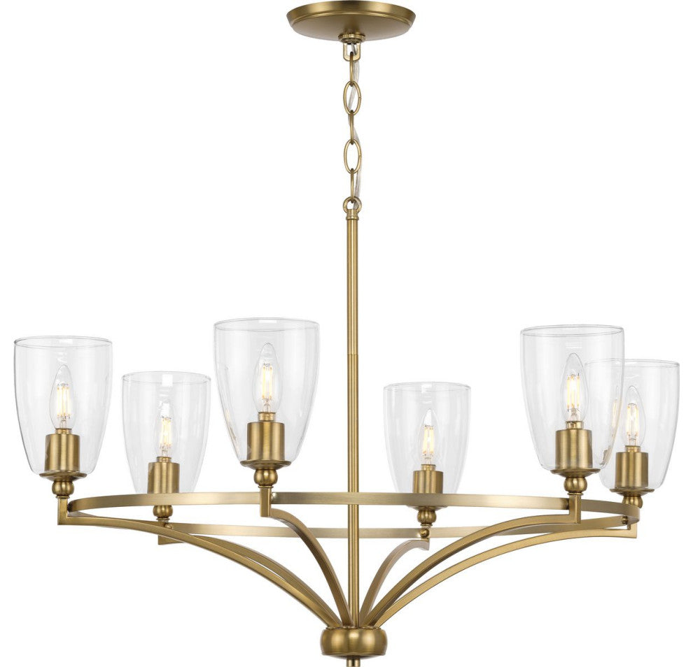 Parkhurst Collection Six-Light Brushed Bronze Clear Glass Chandelier Light
