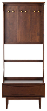 Safavieh Couture Pitta Wood 1 Drawer Hall Tree, Walnut/Gold