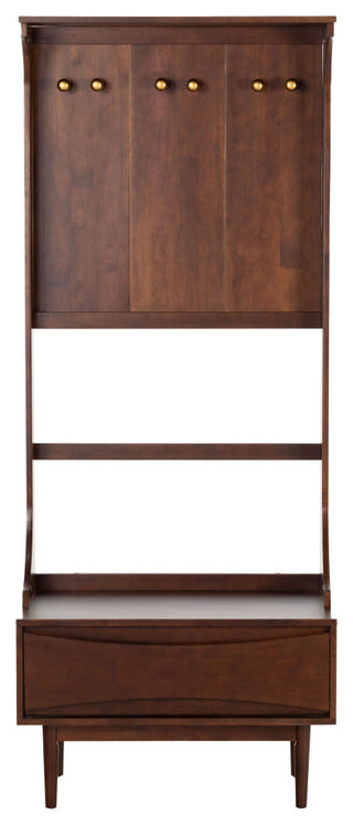 Safavieh Couture Pitta Wood 1 Drawer Hall Tree, Walnut/Gold