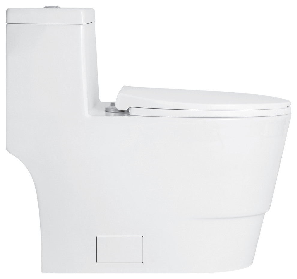 Fine Fixtures Modern Dual Flush Elongated One-Piece Toilet, Seat Included