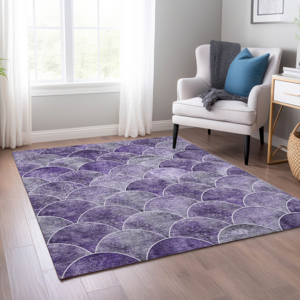 Machine Washable Indoor/Outdoor Chantille ACN594 Purple 2''6" x 3''10" Rug
