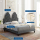 Tufted Platform Bed Frame, Twin Size, Velvet, Gray, Modern Contemporary