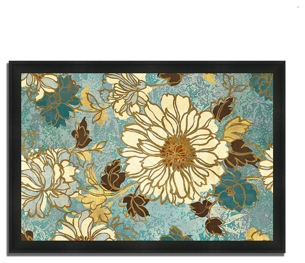"Sophias Flowers Blue" By Wild Apple Portfolio, Framed Painting Print