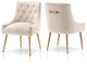 SEYNAR Elegant Velvet Dining Chairs Set of 2, Tufted Upholstered Accent Chair, Beige