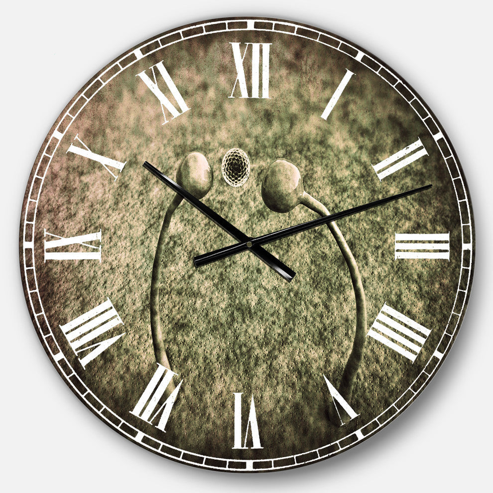 Fungus On Leather Surface Landscape Round Metal Wall Clock, 23x23