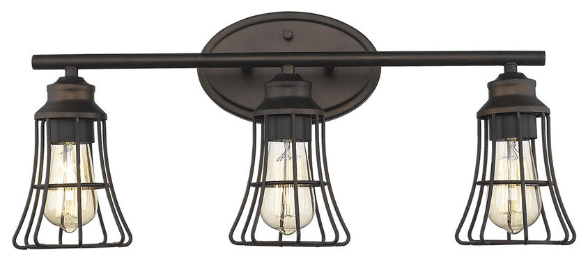 Three Light Bronze Cage Wall Light