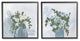 Painterly Blue Daises Flowers Plants Vase Abstract Florals, 2pc, each 24 x 24