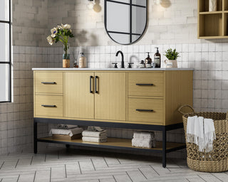 Home Living 60" Single Bathroom Vanity, Honey Brown