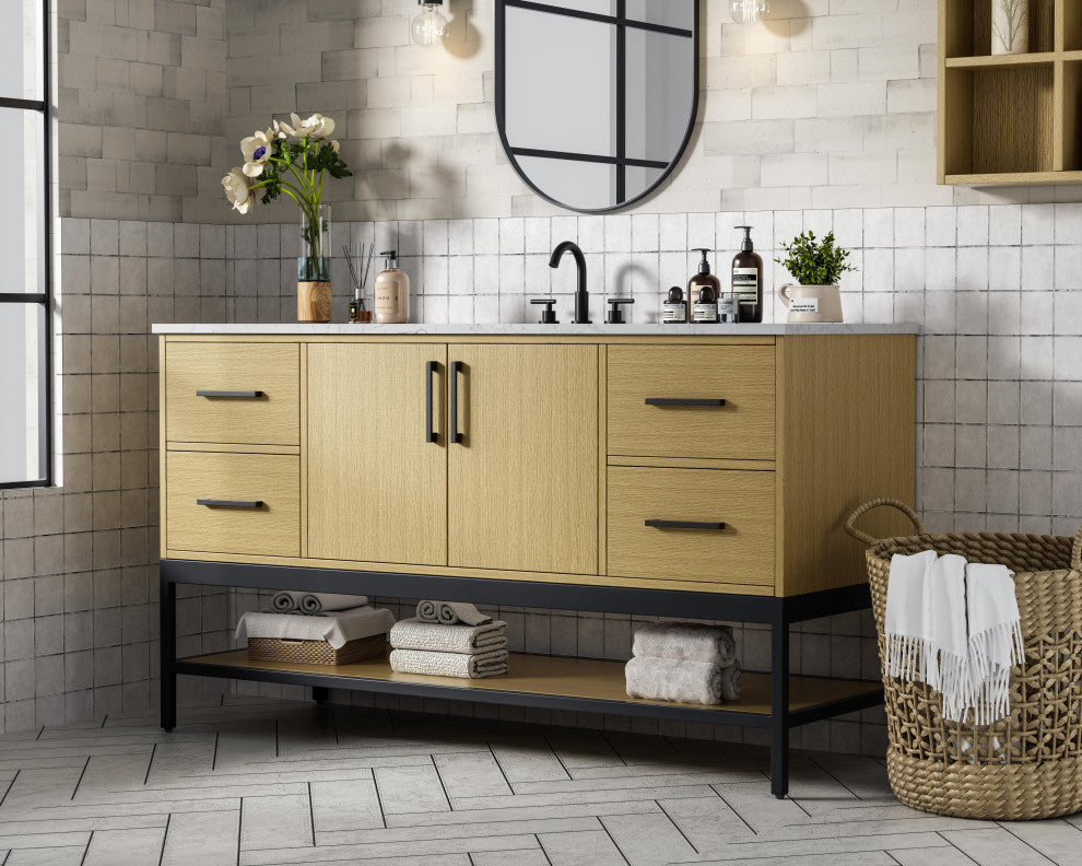 Home Living 60" Single Bathroom Vanity, Honey Brown