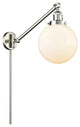 Beacon 1-Light LED Swing Arm Light, Brushed Satin Nickel, Glass: White Cased