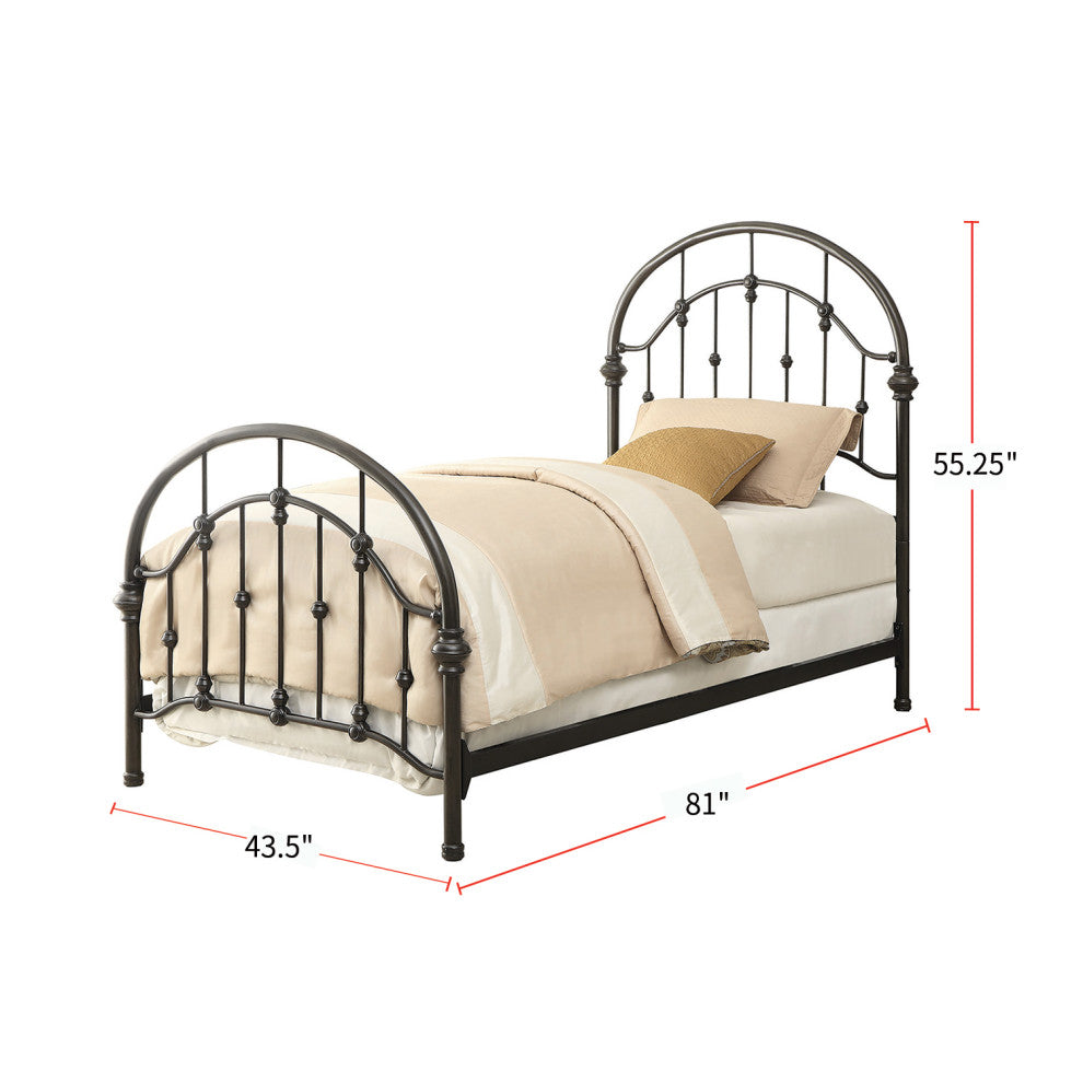 Twin Size Metal Bed Dark Bronze