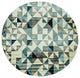 8" Round Blue Beige Nested Diamonds Modern Area Rug