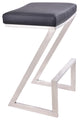 26" Contempo Black Faux Leather and Stainless Backless Bar Stool