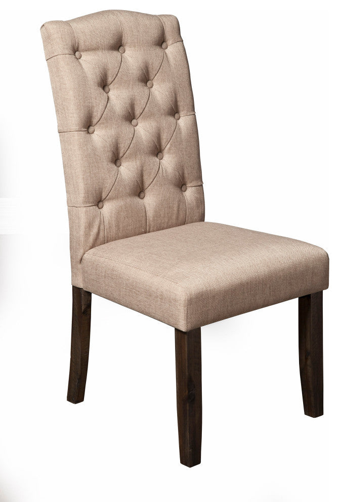 Newberry Set of 2 Button Tufted Parson Chairs, Salvaged Grey