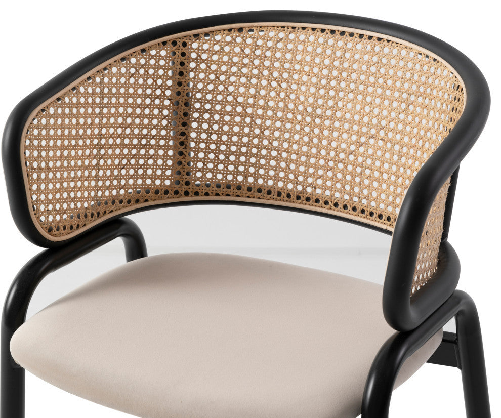 LeisureMod Ervilla Dining Chair With Stainless Steel Legs, Set of 4, Beige