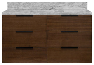 Oslo 42" Floating Wall Mounted Bathroom Vanity, Walnut, Carrara Marble