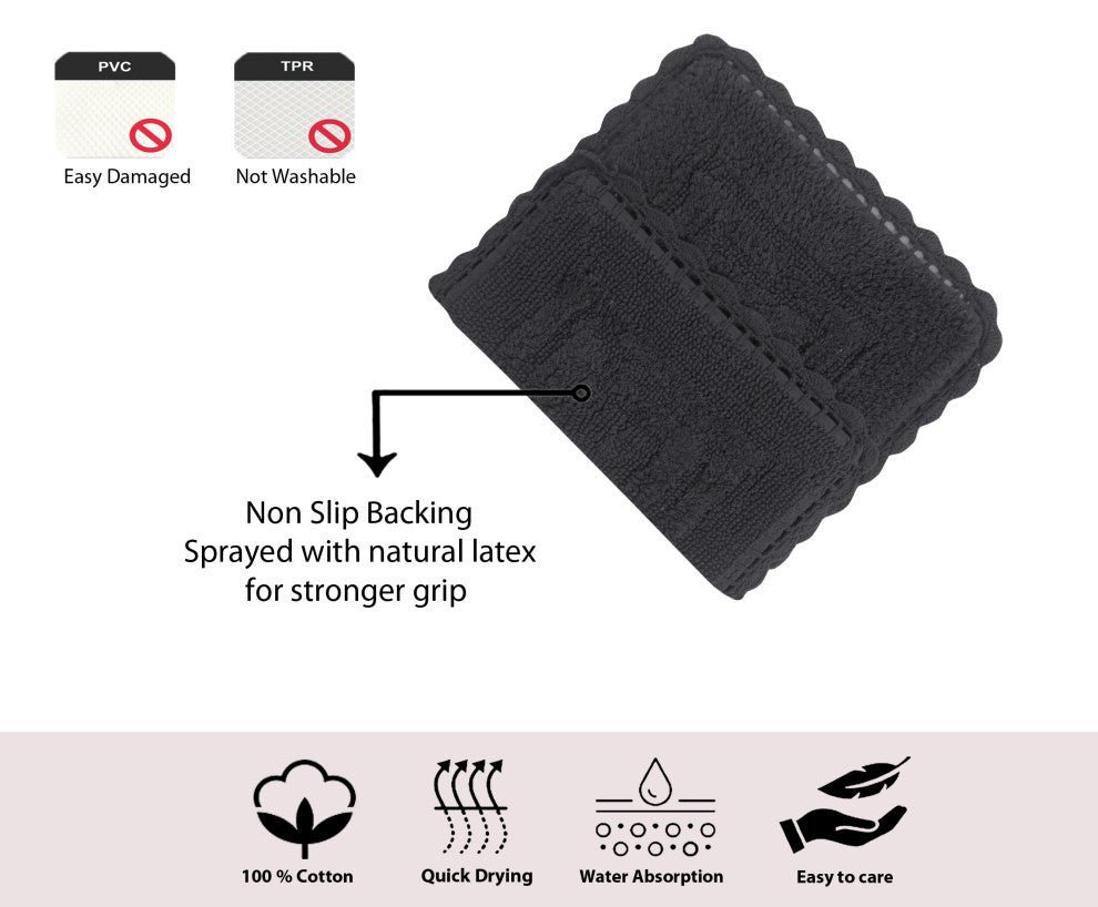 Casual Elegance Reversible Bath Rugs Set, 17x24 Rectangle, Gray