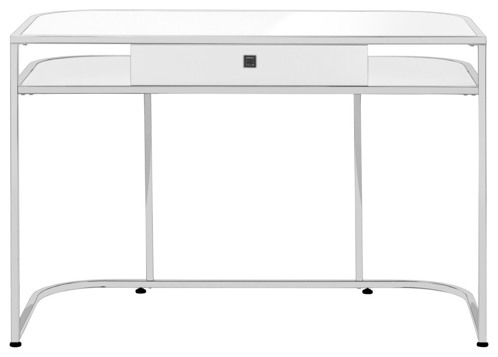 Computer Desk Home Office Laptop Storage Drawers 48"L Work Metal White