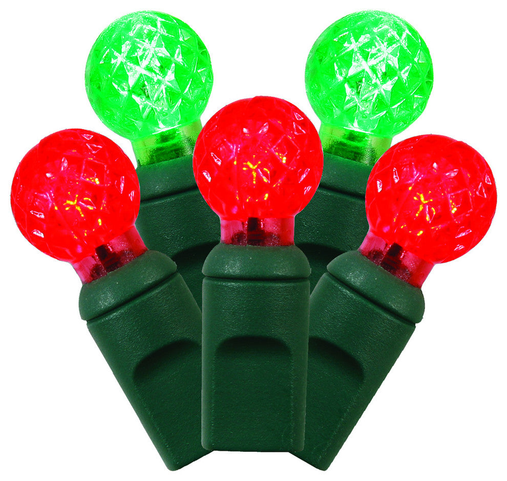 Vickerman X6G9523 Red-Green G12 Led Light On Green Wire, Christmas Light Strand