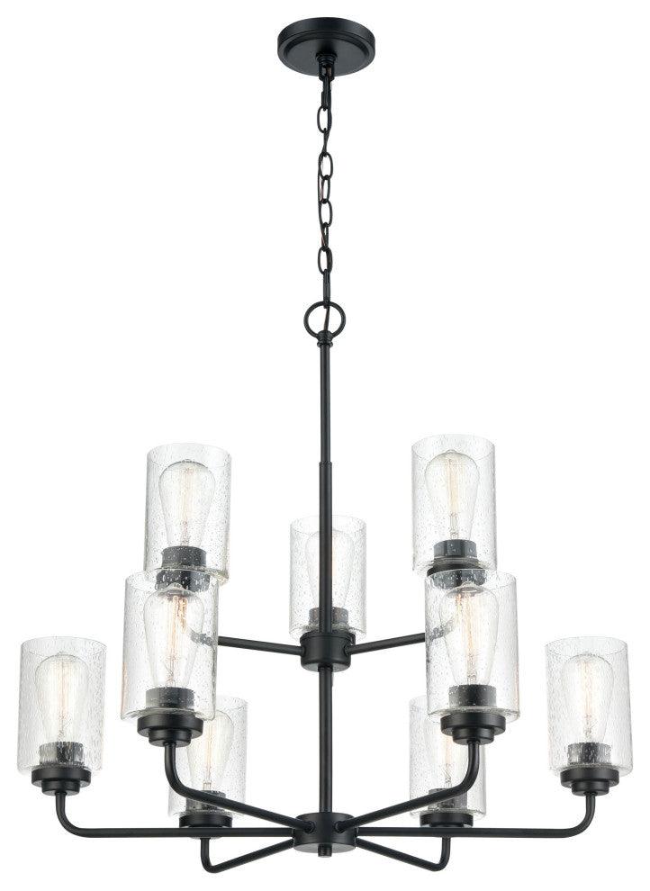 9 Light 28 in. Matte Black Chandelier