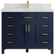 Cambridge 42 Single Sink Bath Vanity in Hale Navy Blue 2" Calacatta Nuvo