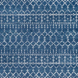Moroccan HYPE Boho Vintage Diamond Runner Rug, Blue/White, 5' Square