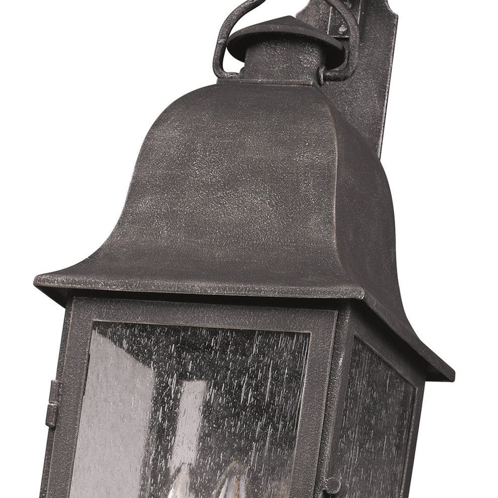Larchmont, Outdoor Wall Lantern, Medium - 8", Clear Seeded Glass - Incandescent