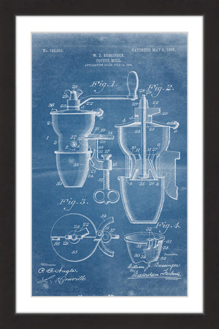 "Coffee Mill 1905 Blueprint" Framed Painting Print