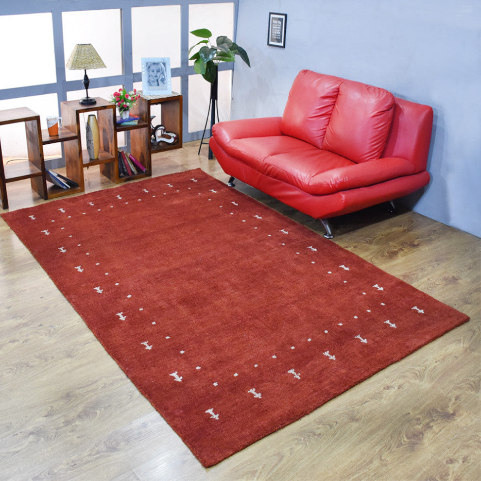HAND KNOTTED LOOM SILK ECO-FRIENDLY RUGS-9'x12',Rectangle,Light Red,Contemporary