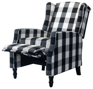 Upholstered Manual Recliner With Wingback, Black
