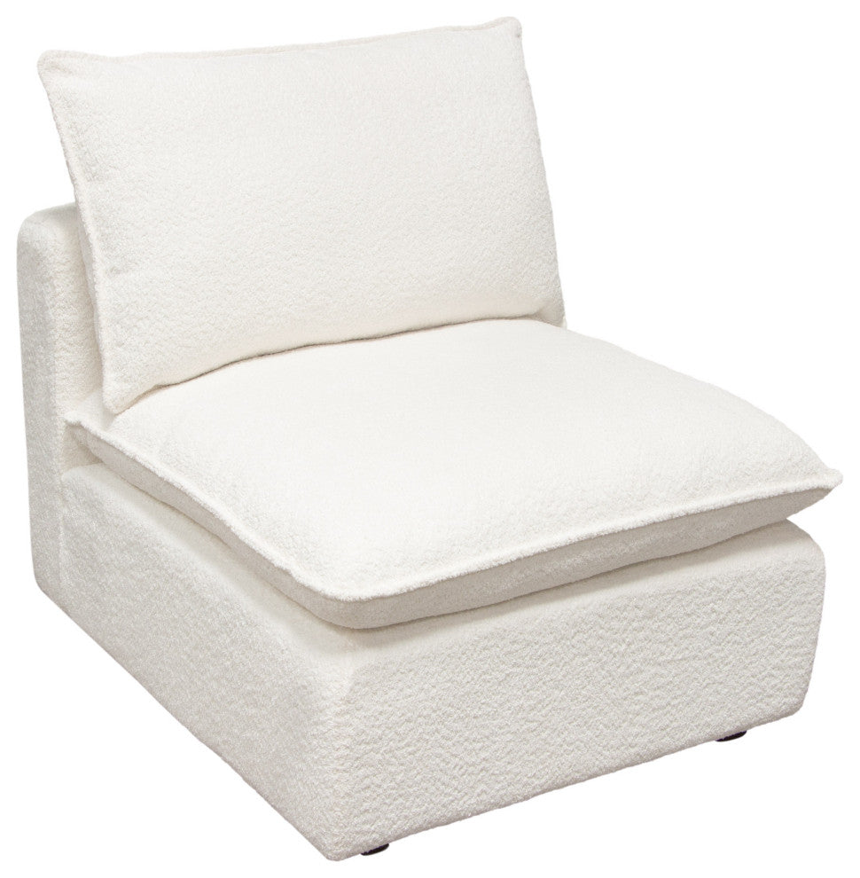 Ivy Armless Chair in White Faux Shearling by Diamond Sofa