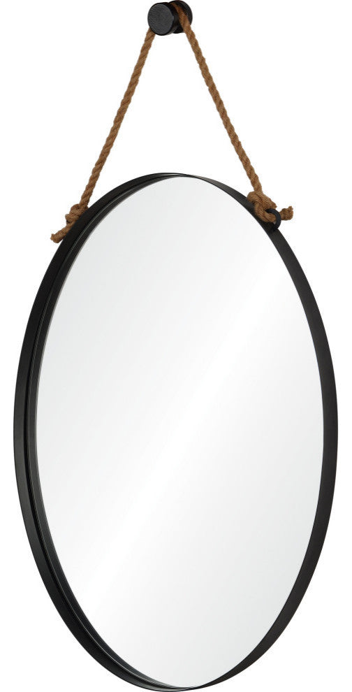 Parbuckle Oval Modern Wall Mirror With decorative Hemp Rope and Hook