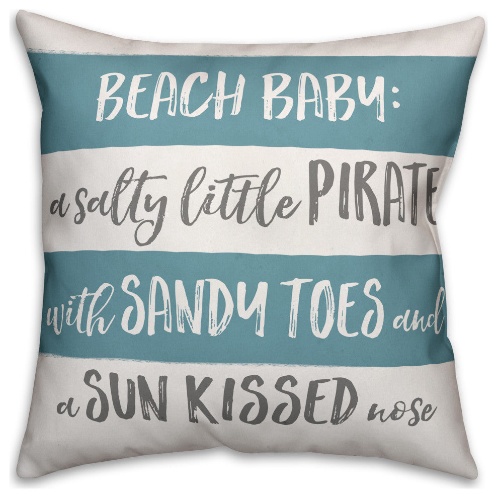 Beach Baby Blue Stripes 16x16 Spun Poly Pillow