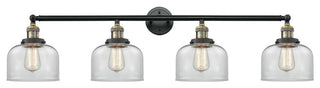 Large Bell 4-Light Bath Fixture, Clear Glass, Black Antique Brass