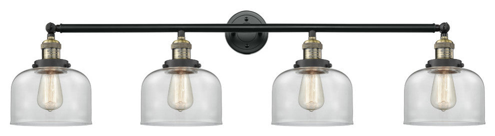 Large Bell 4-Light Bath Fixture, Clear Glass, Black Antique Brass