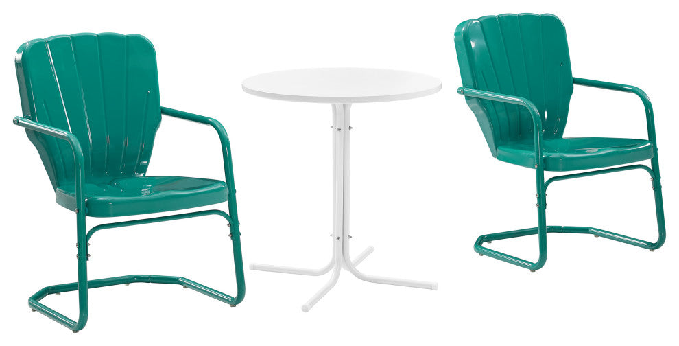 Ridgeland 3-Piece Outdoor Bistro Set, Turquoise Gloss