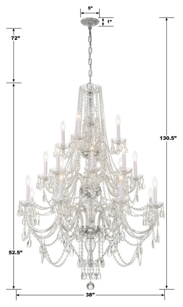 Traditional Crystal 20-Light Polished Chrome Chandelier