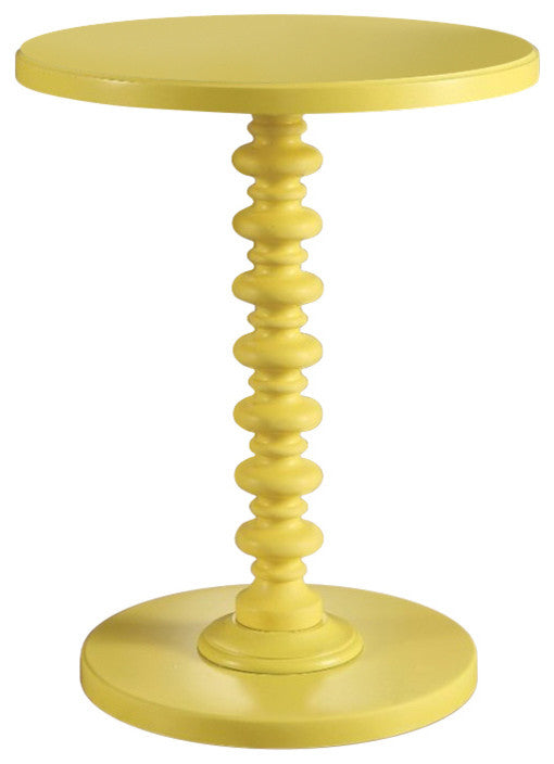Astonishing Side Table With Round Top, Yellow