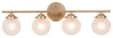 4-Lights Matte Gold and Opal Glass Globe LED Contemporary Vanity Light