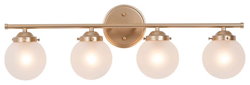 4-Lights Matte Gold and Opal Glass Globe LED Contemporary Vanity Light