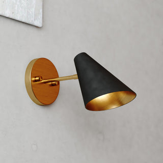Pryce 4.5-in. Wall Light Matte Black and Satin Brass