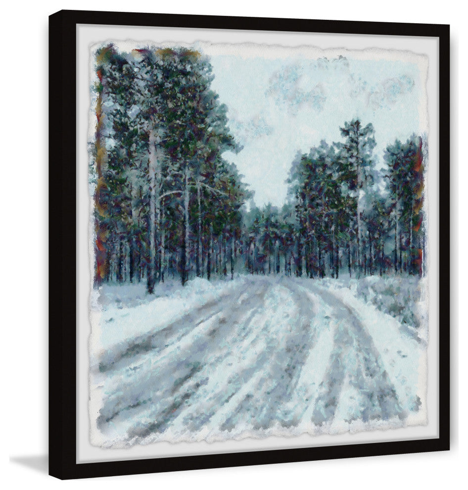 "Snowy Road" Framed Painting Print, 12x12
