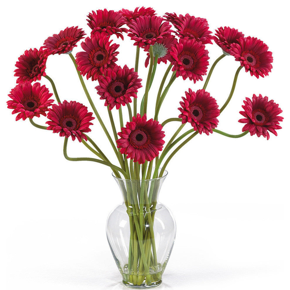 Gerber Daisy Liquid Illusion Silk Flower Arrangement, Red